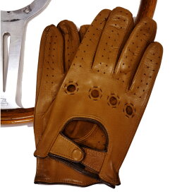 MEROLA GLOVES（メローラ）イタリア製 ドライビング グローブ メンズ ME529002-11 キャメルベージュxブラウン 羊革 手袋 Driving Gloves ハンドメイド ローマ 映画衣装