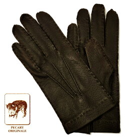 【定番】MEROLA GLOVES（メローラ） イタリア製 ペッカリー 手袋 メンズ ME001-70 ダークブラウン Peccary Gloves ハンドメイド ローマ 映画衣装