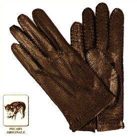 【定番】MEROLA GLOVES（メローラ） イタリア製 ペッカリー 手袋 メンズ ME001-74 ダークブラウン Peccary Gloves ハンドメイド ローマ 映画衣装