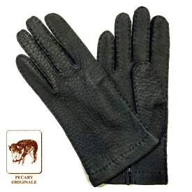 【定番】MEROLA GLOVES（メローラ） イタリア製 ペッカリー 手袋 メンズ ME001-81 ネイビー Peccary Gloves ハンドメイド ローマ 映画衣装