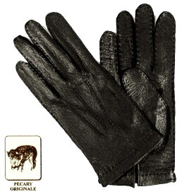 【定番】MEROLA GLOVES（メローラ） イタリア製 ペッカリー 手袋 メンズ ME001-99 ブラック Peccary Gloves ハンドメイド ローマ 映画衣装