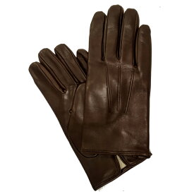 【定番モデル】MEROLA GLOVES（メローラ） イタリア製 手袋 メンズ ME002-71 ブラウンxカシミヤライニング オフホワイト 羊革 Nappa Leather ハンドメイド ローマ 映画衣装