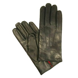 【定番モデル】MEROLA GLOVES（メローラ） イタリア製 手袋 メンズ ME002-99(ME129001-99) ブラックxカシミヤライニング レッド 羊革 Nappa Leather ハンドメイド ローマ 映画衣装