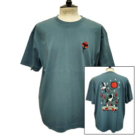 【セール30】OLOW（オロウ）Tシャツ バックプリント "blue Brière"イラスト OL522519 ブルー コットン100% ゆったりシルエット Jasper Van Gestel ジャスパー・ヴァン・ゲステル