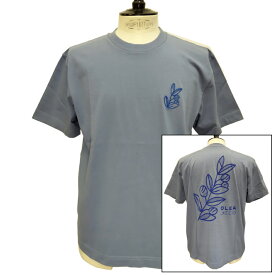 【セール30】OLOW（オロウ）Tシャツ バックプリント 植物のイラスト OL512008-88 ブルーグレーxネイビー コットン100% 【セシル・ジャイヤール】