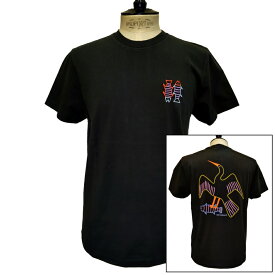 【セール30】OLOW（オロウ）Tシャツ バックプリント 鳥のイラスト OL512017-99 ブラック 黒xイラストプリント コットン100% 胸に魚のイラスト刺繍【マデリン・ケムズリー】