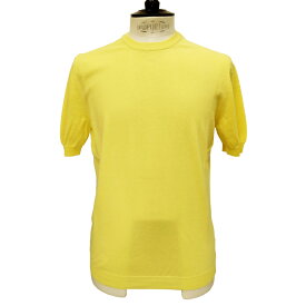 UMBERTO VALLATI（ウンベルト ヴァラッティ）イタリア製 半袖サマーニット Tシャツ メンズ VA613001-20 イエロー 黄 綿 ハイゲージ