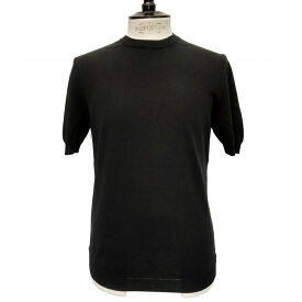 UMBERTO VALLATI（ウンベルト ヴァラッティ）イタリア製 半袖サマーニット Tシャツ メンズ VA613001-99 ブラック 黒 綿 ハイゲージ