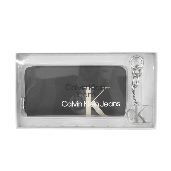 Calvin Klein カルバンクライン CKジーンズ 60K608978 BDS ラウンドファスナー長財布 キーホルダー セット ブラックメンズ売れ筋