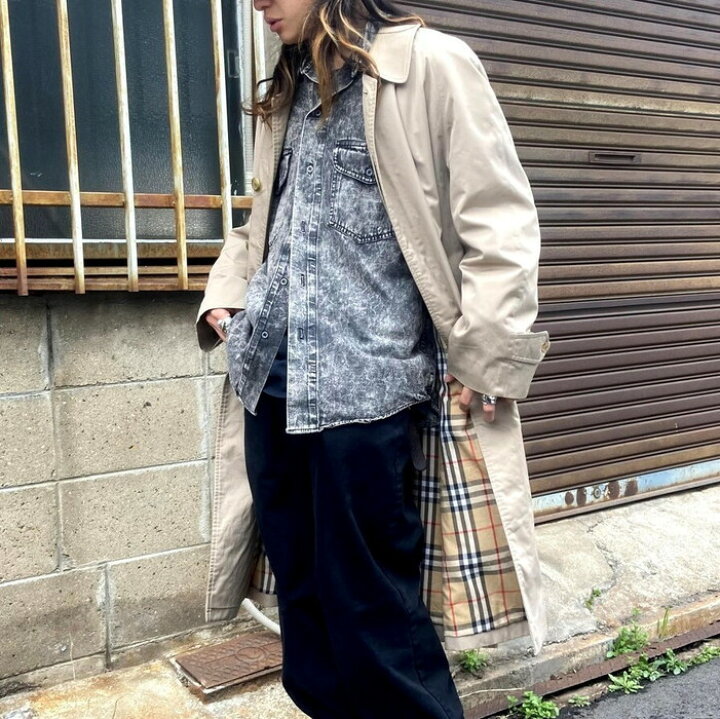 楽天市場 古着 英国製 バーバリー ステンカラーコート バルマカーンコート メンズl相当 中古 海外買い付け古着 Ss29 Cs2212 古着通販 Cave古着屋