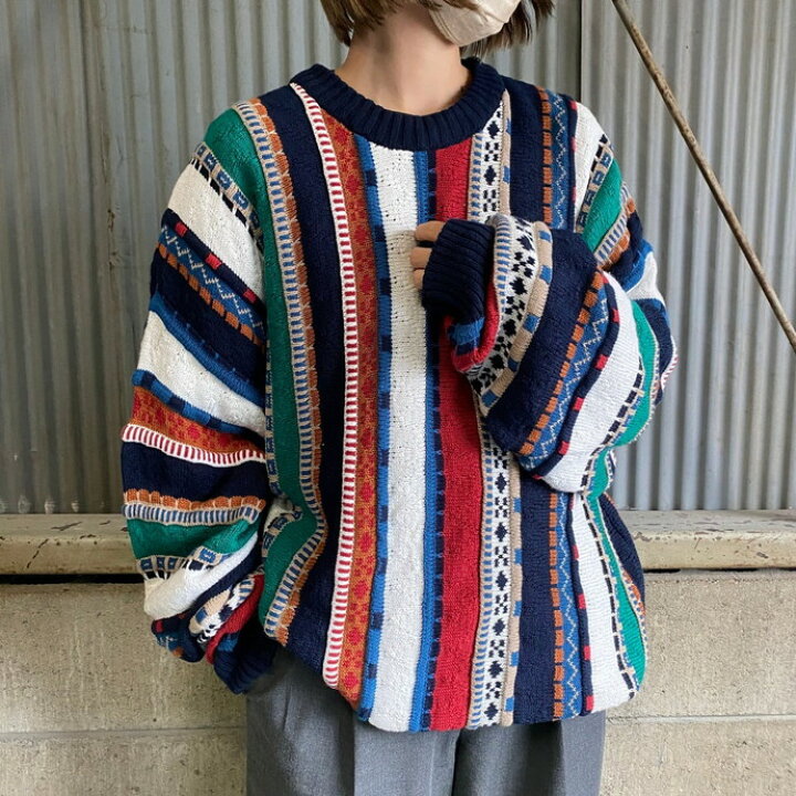 楽天市場】COTTON TRADERS クージー風 3Dニット 総柄 コットンニット 