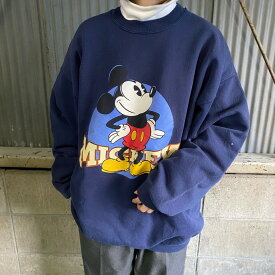 90年代 USA製 ディズニー ミッキーマウス キャラクタープリントスウェット メンズXL 【古着】【中古】