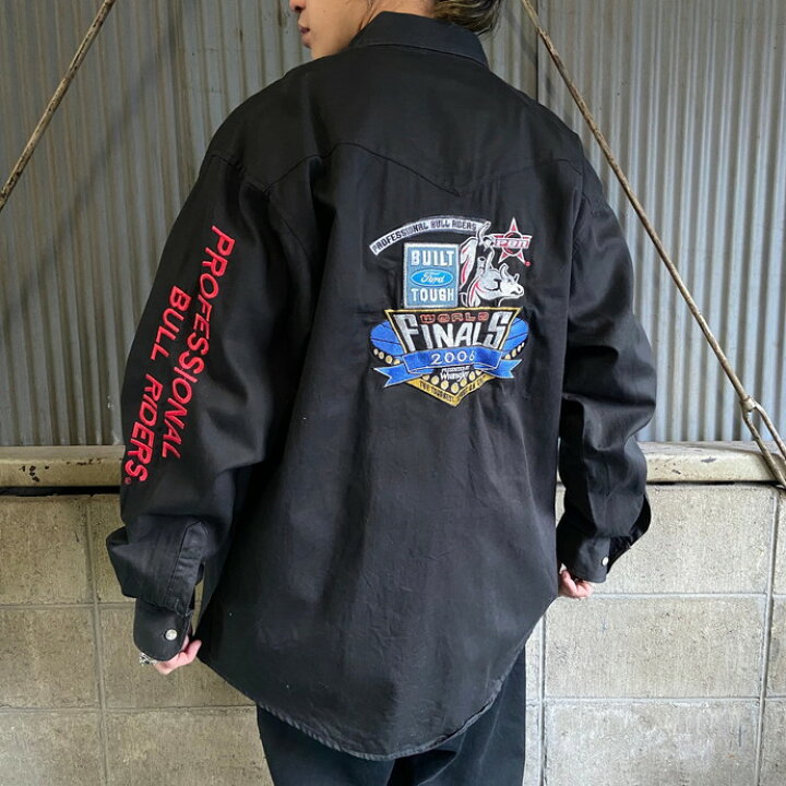 00年代 PBR WRANGLER ラングラー 長袖 刺繍 デザイン シャツ メンズL 【古着】【中古】 古着通販 cave古着屋 ラングラー長袖シャツ