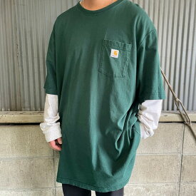 スーパービッグサイズ Carhartt カーハート ワンポイントロゴ ポケットTシャツ RELAXED FIT メンズ3XL相当 【古着】【中古】【SS2309】