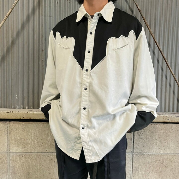 楽天市場】Scully 長袖 レーヨン ウエスタンシャツ メンズXL 【古着  
