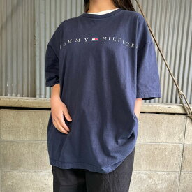 90年代 USA製 TOMMY HILFIGER トミーヒルフィガー ロゴプリント Tシャツ メンズXL 【古着】【中古】【SS2309】【SS2406】