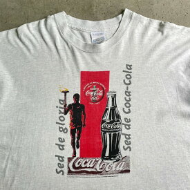 90年代 アイルランド製 coca-cola コカ・コーラ オリンピック 企業ロゴ アドバタイジング Tシャツ メンズXL 【古着】【中古】【SS2309】