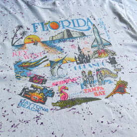 90年代 USA製 FLORIDA フロリダ スーベニア アート スプラッター プリント Tシャツ メンズXL 【古着】【中古】【SS2309】【SS2406】