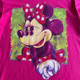90年代 Disney ディズニー ミニーマウス アート プリントTシャツ キャラクターTシャツ メンズM-L相当 レディース 【古着】【中古】【SS2309】【SS2406】