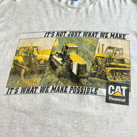 90年代 USA製 Caterpillar CAT キャタピラー 企業ロゴ 両面プリント Tシャツ メンズXL 【古着】【中古】【SS2309】