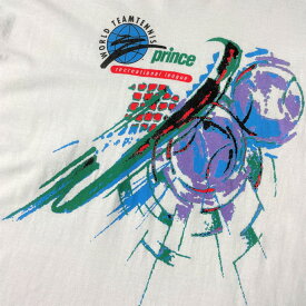 90年代 WORLD TEAMTENNIS prince テニス アート プリントTシャツ メンズL 【古着】【中古】【SS2309】