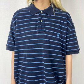 Polo by Ralph Lauren オールドラルフローレン 鹿の子 ボーダー ポロシャツ メンズXL 【古着】【中古】【SS2309】【SS2406】