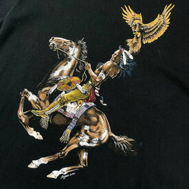 90年代 USA製 インディアン ネイティブアメリカン プリントTシャツ メンズL 【古着】【中古】【SS2309】