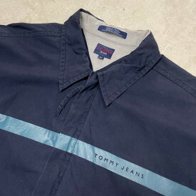 90～00年代 TOMMY JEANSトミーヒルフィガー ラインデザイン フルジップシャツ メンズ2XL相当 【古着】【中古】【SS2309】【SS2406】