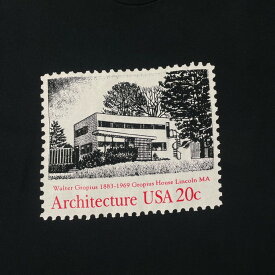 90年代 Walter Gropius 建築家 切手 アートプリントTシャツ メンズM 【古着】【中古】【SS2309】