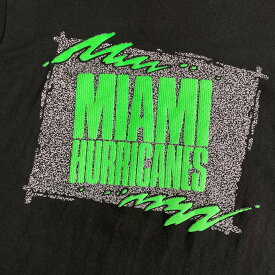 USA製 90年代 MIAMI HURRICANES カレッジチーム ロゴ プリント Tシャツ メンズL 【古着】【中古】【SS2309】