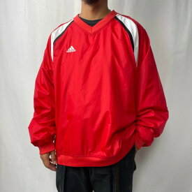 00年代 adidas TEAM アディダス パフォーマンスロゴ Vネック ナイロンプルオーバー メンズXL相当【古着】【中古】