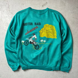 80年代～ MOTOR RAID adventure モトクロスバイク プリントスウェット メンズM相当【古着】【中古】