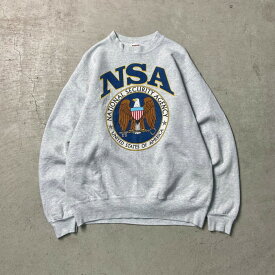 90年代 USA製 NSA アメリカ国家安全保障局 プリントスウェットシャツ メンズL 古着【中古】