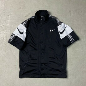 90~00年代 NIKE ナイキ 半袖 ジャージ トラックジャケット スウォッシュロゴ メンズL相当 古着【中古】