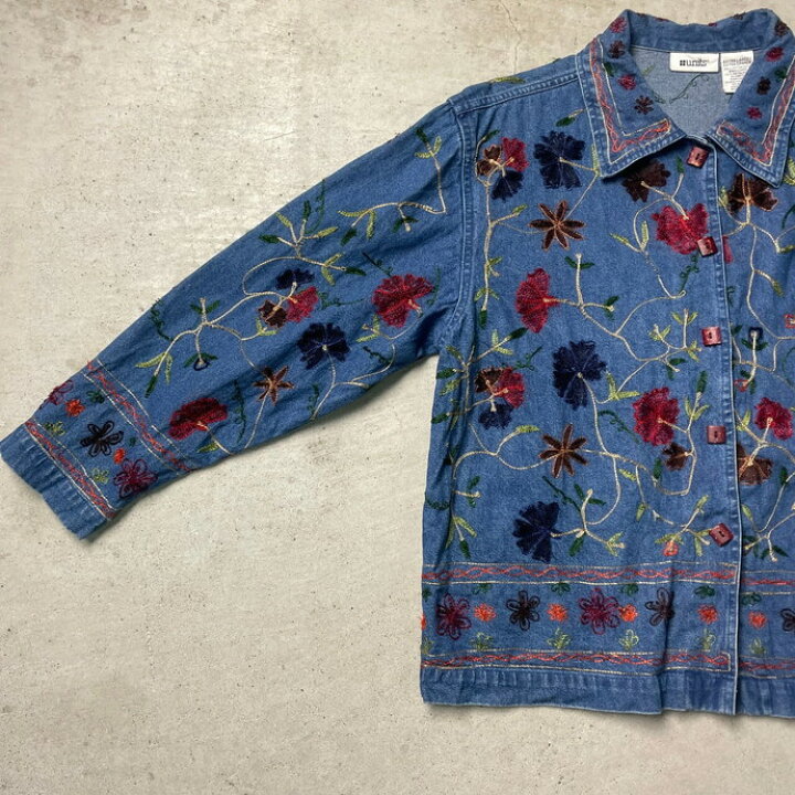 楽天市場】units デニムジャケット デニムシャツ 刺繍デザイン 花柄 総 