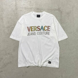 90年代 イタリア製 VERSACE JEANS COUTURE ヴェルサーチ ロゴ刺繍 Tシャツ メンズM 古着【中古】