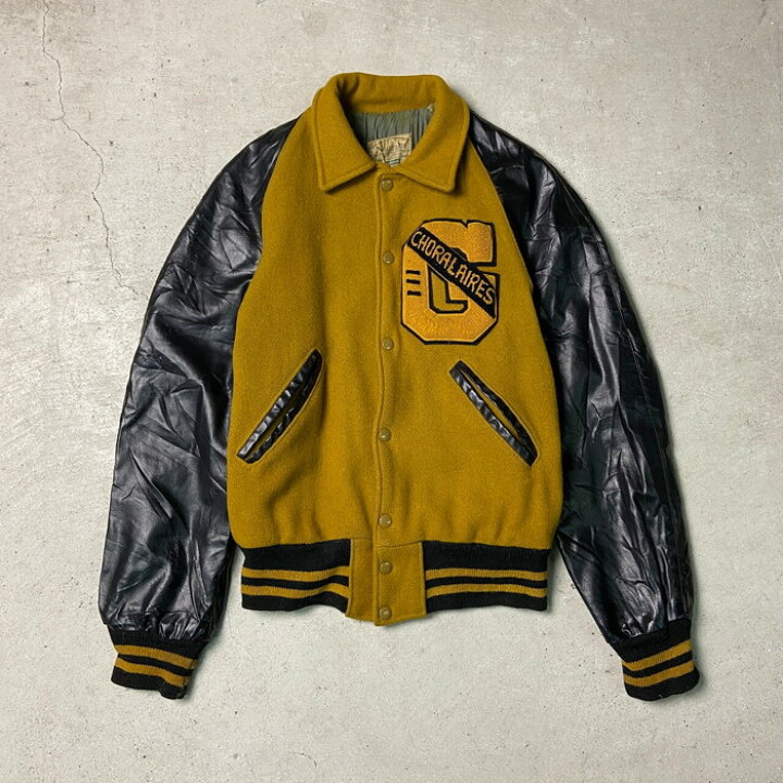 楽天市場】60年代〜 NAUGALITE ウールスタジャン 袖フェイクレザー  