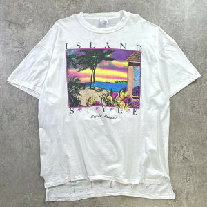 90�N�� USA�� ISLAND STYLE �A�[�g�v�����gT�V���c �����Y2XL���� �Ò� 1990 90s VINTAGE ���B���e�[�W �V���O���X�e�b�` �X�[�x�j�A �r�b�O�T�C�Y �傫���T�C�Y ��
