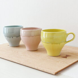 カラフル マグカップ ジュレ 水色/ピンク/黄 たっぷりサイズ パステルカラー 陶器