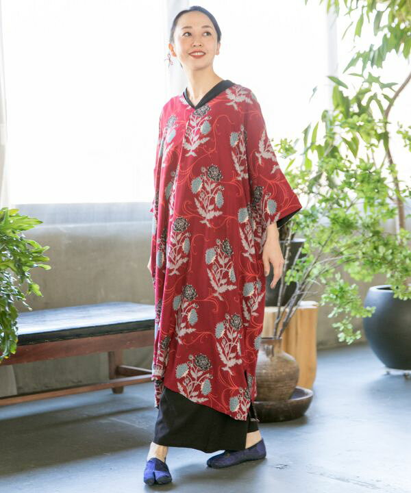 楽天市場 倭物やカヤ公式店 あざみ蔦紋ワンピース 和柄 和モダン 和服 レトロ ファッション ワンピース 7ia 2221 アミナコレクション 公式