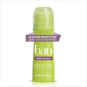 �o�� �C���r�W�u�� ���[���I�� �f�I�h�����g �T�e���u���[�Y�̍��� 100mL Ban Antiperspirant Deodorant Invisible Roll-On for Women and Men, Satin Breeze, 3.5 oz �y�����񂹏��i�z