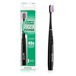 �K�� �\�j�b�N �d�r�� �d�����u���V �u���b�N 1�{ GUM Sonic Battery Powered Toothbrush, black, 1 Count �y�����񂹏��i�z