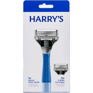 �n���[�Y �����Y�V�F�[�r���O�J�~�\�� 2���n �֐n2�t �O���C�V�A�u���[ Harry's Shaving Razor for Men with 2 Razor Blade Refill Cartridges, Glacier Blue �y�����񂹏��i�z