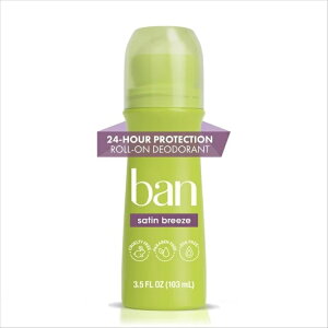 �o�� �C���r�W�u�� ���[���I�� �f�I�h�����g �T�e���u���[�Y�̍��� 100mL Ban Antiperspirant Deodorant Invisible Roll-On for Women and Men, Satin Breeze, 3.5 oz �y�����񂹏��i�z