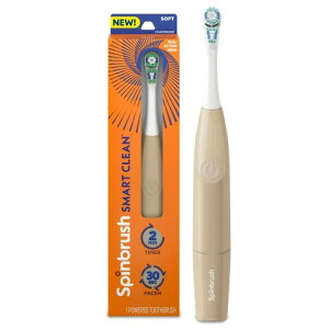 �X�s���u���V �X�}�[�g�N���[�� �d�r�� �d�����u���V ���炩�� �ѐ� �V�����p�� 1�{ Spinbrush Smart Clean Battery Powered Electric Toothbrush, Soft Bristles, Champagne �y�����񂹏��i�z