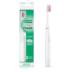 �K�� �\�j�b�N �d�r�� �d�����u���V �z���C�g 1�{ GUM Sonic Battery Powered Toothbrush, White, 1 Count �y�����񂹏��i�z