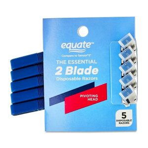 �G�N�G�[�g 2���n �g���̂ăJ�~�\�� ��U��w�b�h 5�{�� Equate 2 Blade Disposable Razors with Pivoting Head (5 Count) �y�����񂹏��i�z