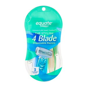 �G�N�G�[�g ���f�B�[�X 4���n �g���̂ăJ�~�\�� 3�{ Equate Women's 4-Blade Disposable Razors, Color May Vary (3 Count) �y�����񂹏��i�z