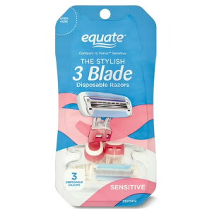 �G�N�G�[�g ���f�B�[�X 3���n �g���̂ăJ�~�\�� �Z���V�e�B�u 3�{ Equate Women's 3 Blade Disposable Razors, Sensitive (3 Count) �y�����񂹏��i�z