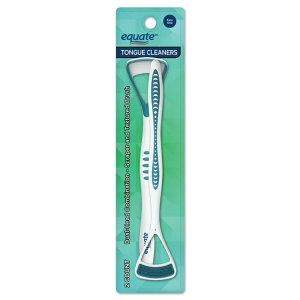 �G�N�G�[�g ��l�p �^���N���[�i�[ �f���A���w�b�h 2�{ Equate Adult Tongue Cleaner with Dual-Head Combination Scraper & Textured Brush, 2 Count �y�����񂹏��i�z